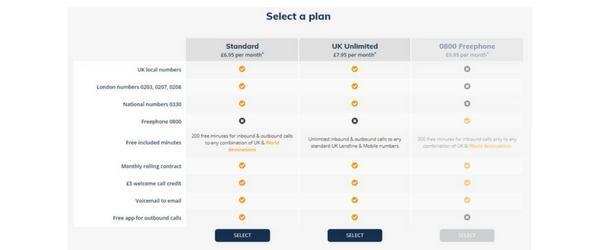 Choose Local Phone Number select plan Virtual Landline